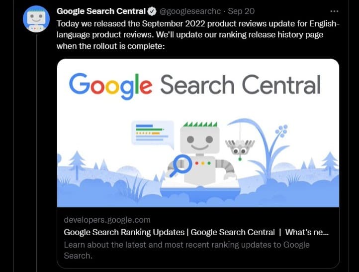 Google Launches September 2022 Algorithm Update